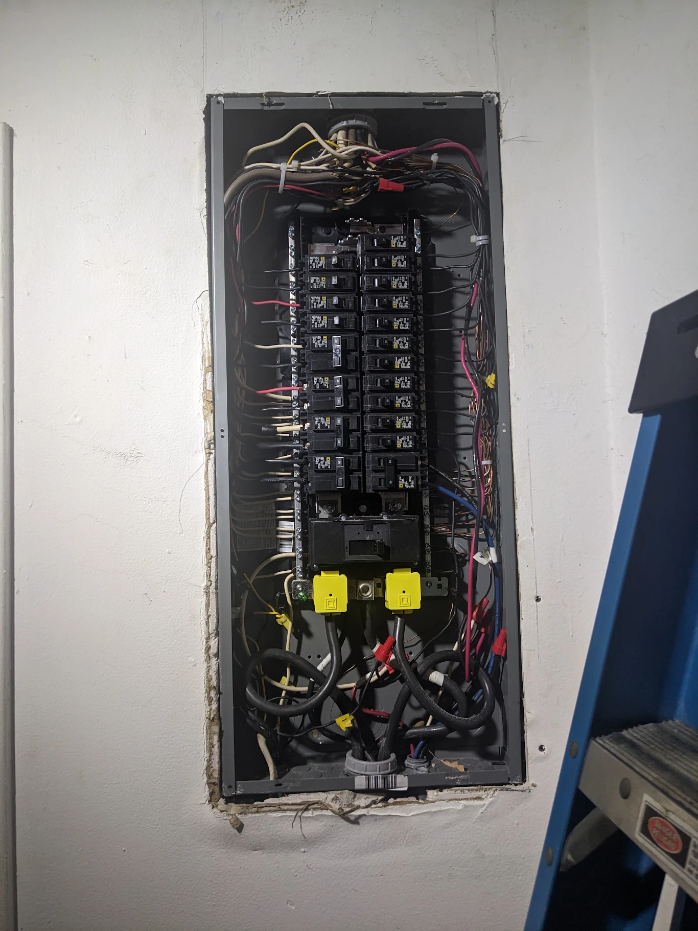 Electrical panel rewire in progress on a Shock Value Electrical job site