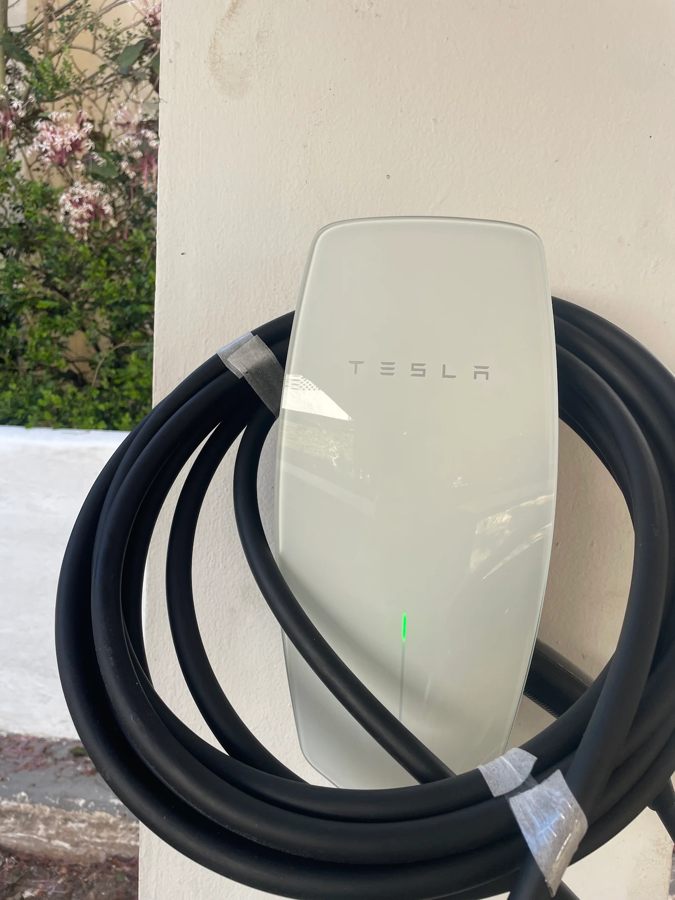 Level 2 wall connector mounted and energized